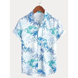 Palm Trees Hawaiian Shirts Button Up Short Sleeve Beach Shirts Summer Casual Aloha Shirts