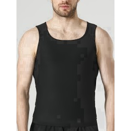 Men's Tight Fit Sauna Sweat Workout Crew Neck Tanktop Vest, Body Shapewear For Men