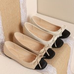 Women's Colorblock Elegant Flats, Bowknot Decor Lightweight Slip On Ballets, Soft Sole Dress Shoes