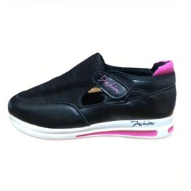 Women's Platform Mesh Sneakers, Casual Breathable Hook & Loop Non Slip Flats, Casual Walking Shoes