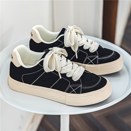 Men's Trendy Lace Up Low Top Casual Walking Street Wandering Campus For Students Teenager Youth, Outdoor, All Seasons