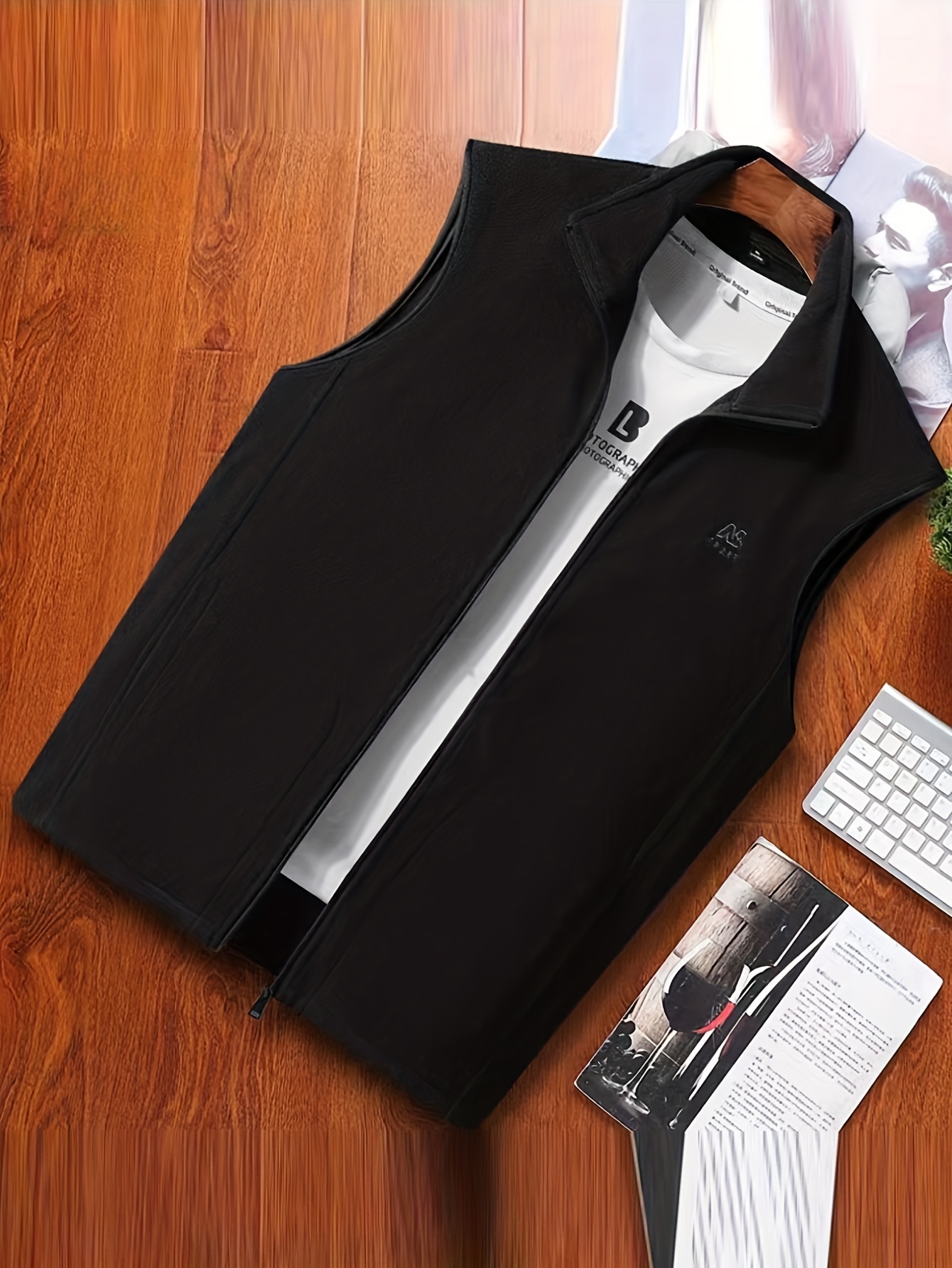 mens casual warm letter print vest best sellers details 1