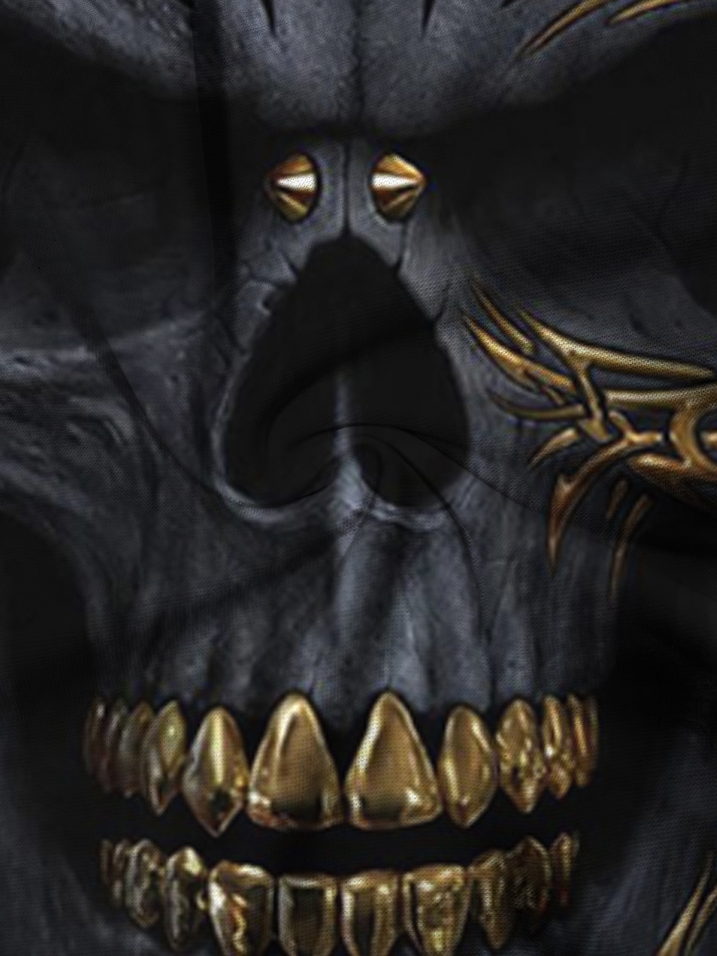 scary skull head with golden teeth 3d print mens trendy graphic summer outdoor t shirt details 4