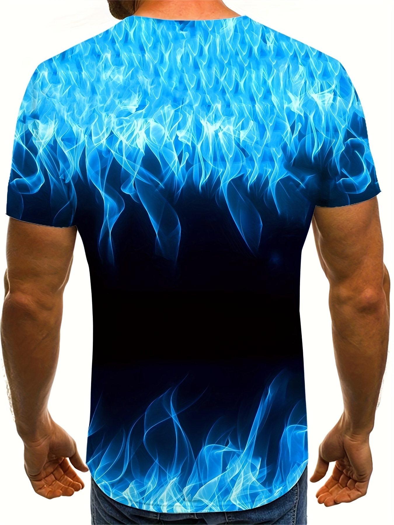 3d fire print mens graphic design crew neck active t shirt casual comfy tees tshirts for summer mens clothing tops for daily gym workout running details 0