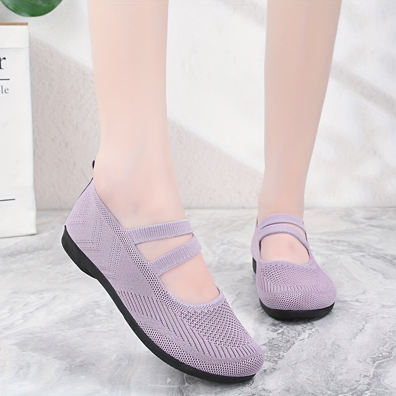 womens solid color flat shoes breathable mesh slip on shoes lightweight comfortable shoes details 0