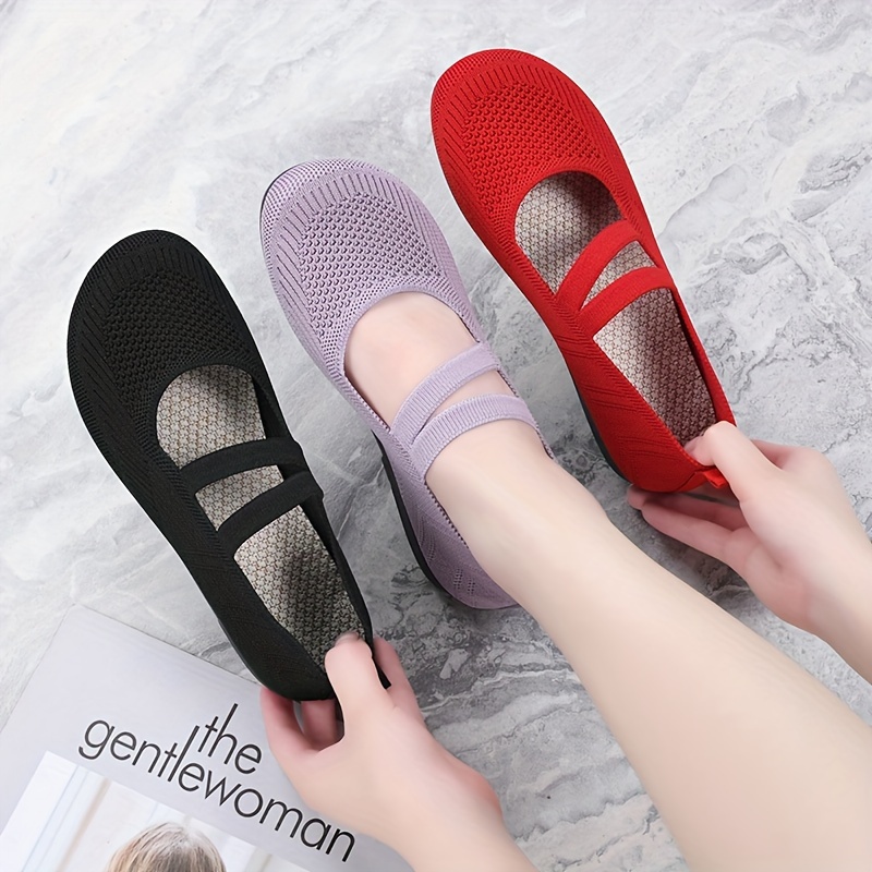 womens solid color flat shoes breathable mesh slip on shoes lightweight comfortable shoes details 6