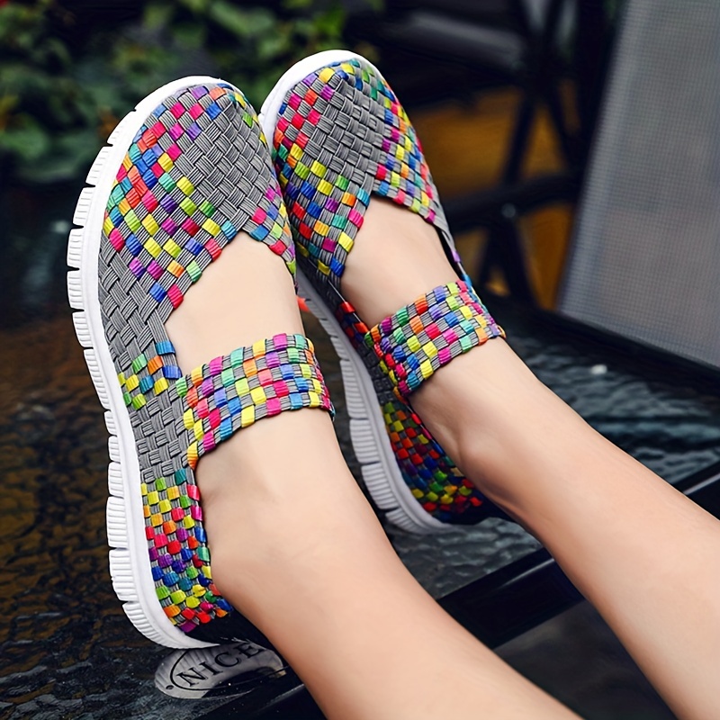 womens colorful braided flat shoes casual slip on soft sole shoes lightweight walking shoes details 4