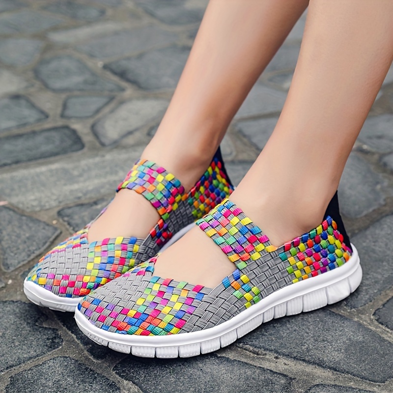 womens colorful braided flat shoes casual slip on soft sole shoes lightweight walking shoes details 5