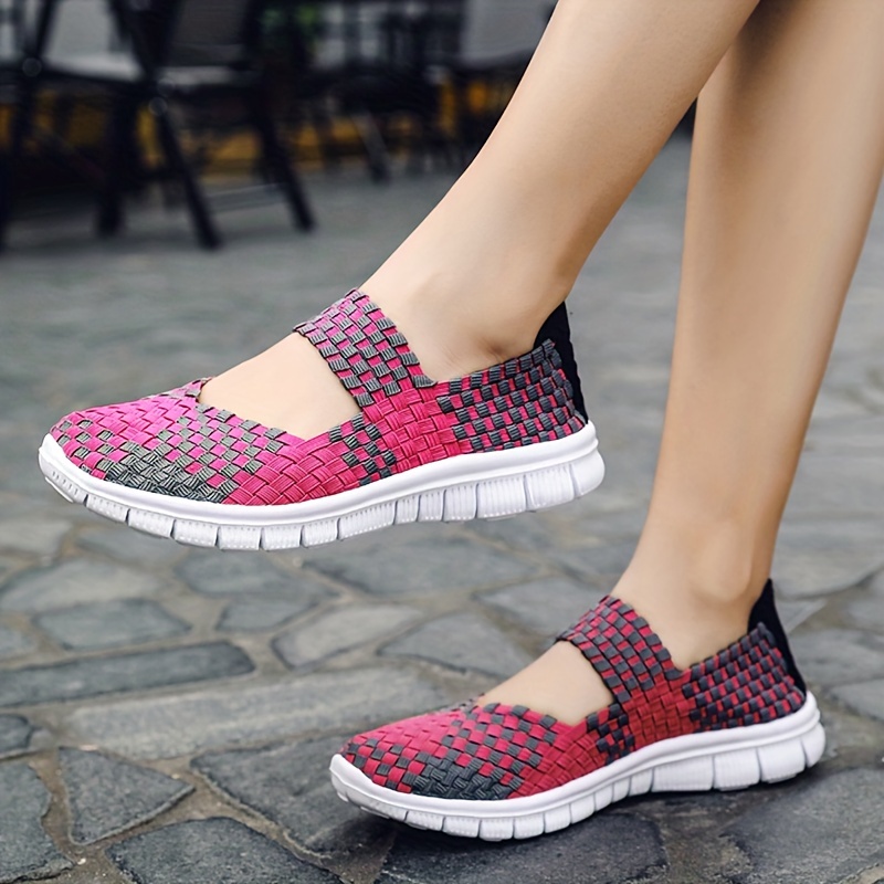 womens colorful braided flat shoes casual slip on soft sole shoes lightweight walking shoes details 6