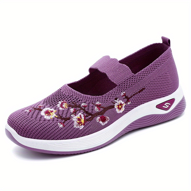 womens knitted flat shoes comfy floral embroidered slip on shoes outdoor casual comfy shoes details 7